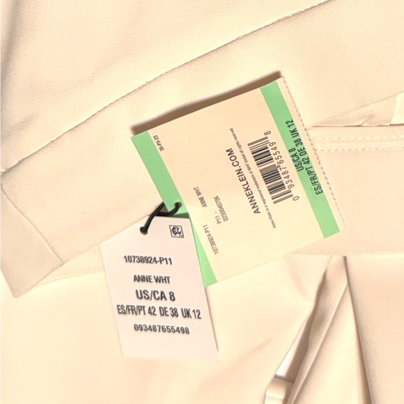 (8) ANNE KLEIN FLY FRONT EXTENDED TAB BOXIE PANT CREAM COLORED Tapered Leg - Picture 8 of 16